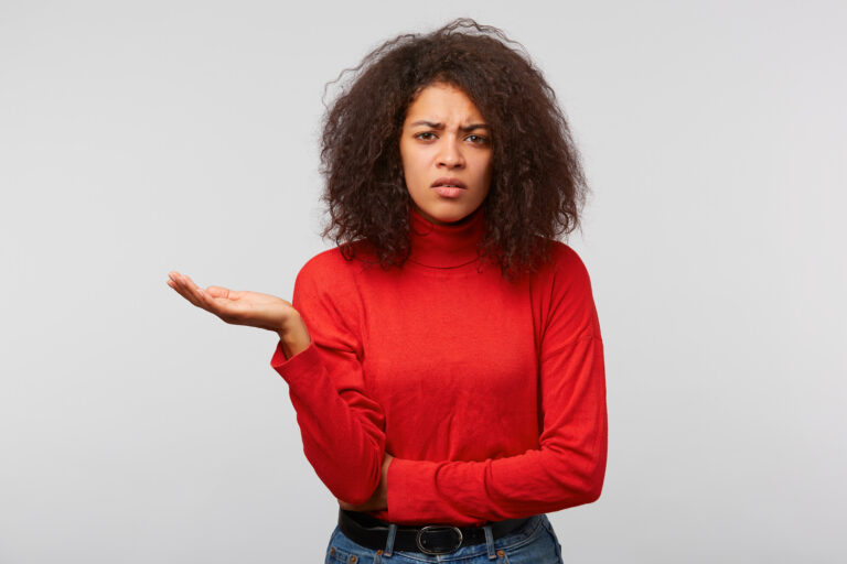 African-American girl showing that she doesn't care